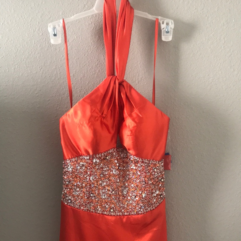 Orange Prom Dress with Sequins